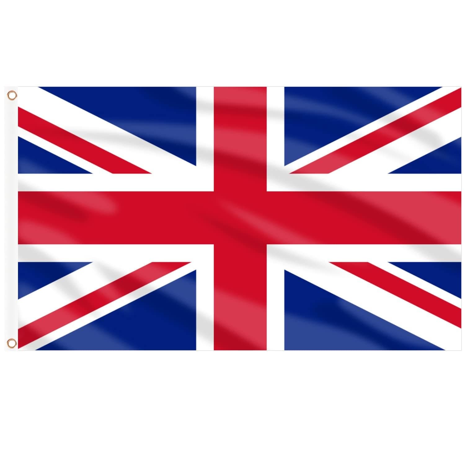 AhfuLife British Flags 3x5 Ft 4 PCS, Union Jack Flags for Outside - Double Side with Brass Eyelets United Kingdom Flag for World Cup Party Decorations, Bar Garden Street Decoration Indoor Outdoor