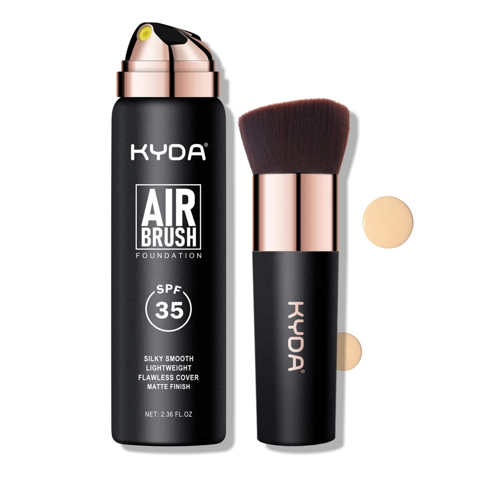 KYDA AirBrush Foundation Spray with SPF 35, Silky Foundation Mist Makeup, Flawless Coverage for Smooth Creamy Nude Finish, Breathable Blendable Lasting Formula-#220 Natural Beige