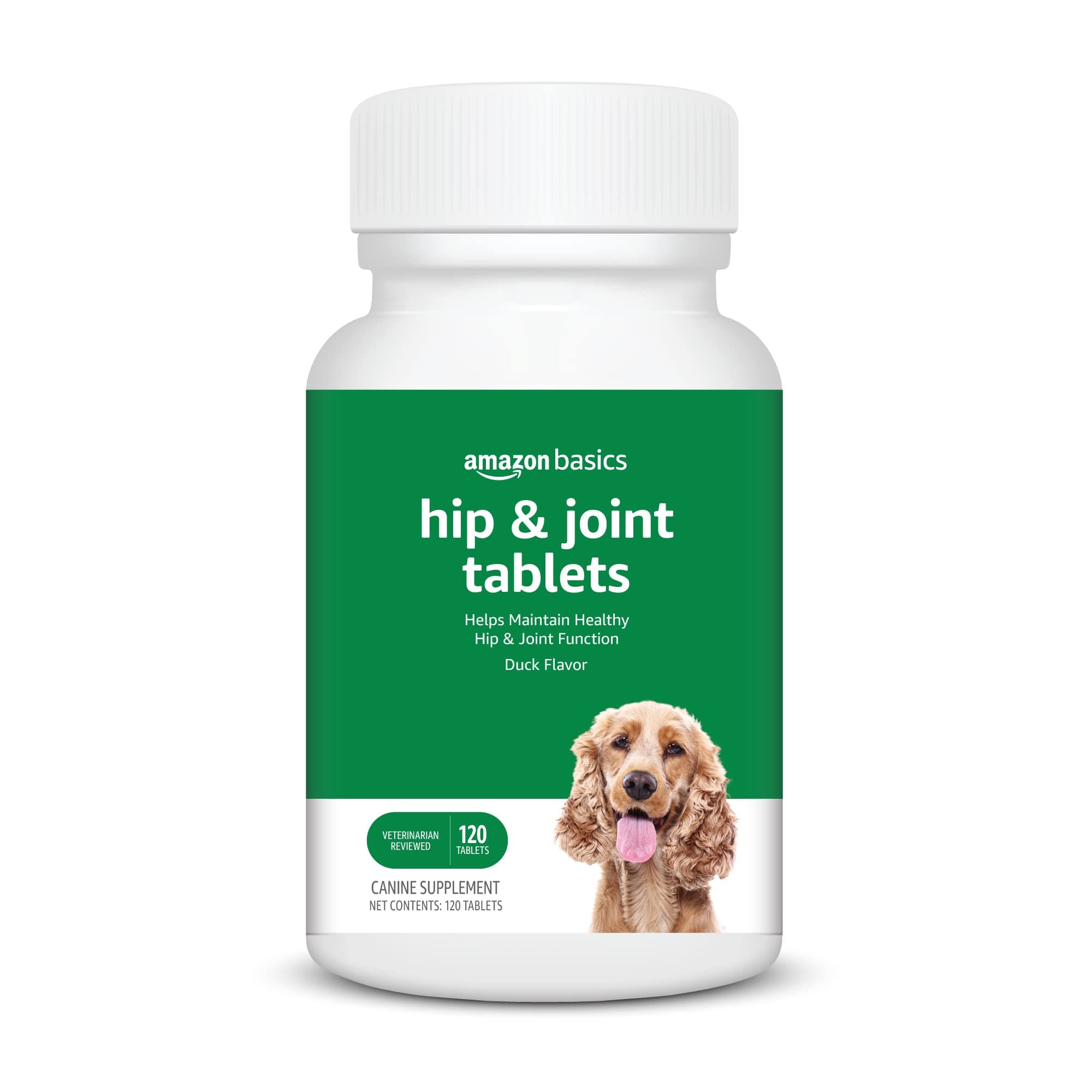 Dog Hip & Joint Daily Chewable Tablets, with Glucosamine, MSM, and Chondroitin, Duck Flavored, 120 Count (Previously Solimo)