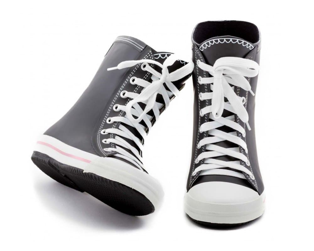 Solid Black Swan Rubber Lace-up Boots - Elvetik Swiss Design, 8 B(M) US - #CB0016