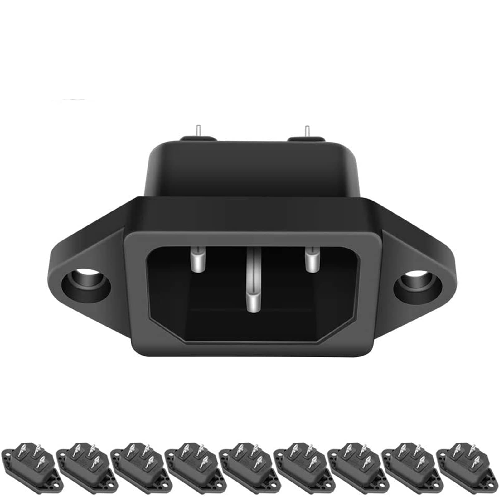 MXRS 10 Pack AC 250V 10A IEC 320 C14 Panel Mount Plug Adapter Power Connector Socket Black Screw Mount 3 Pins Inlet Power Plug Socket by MXR