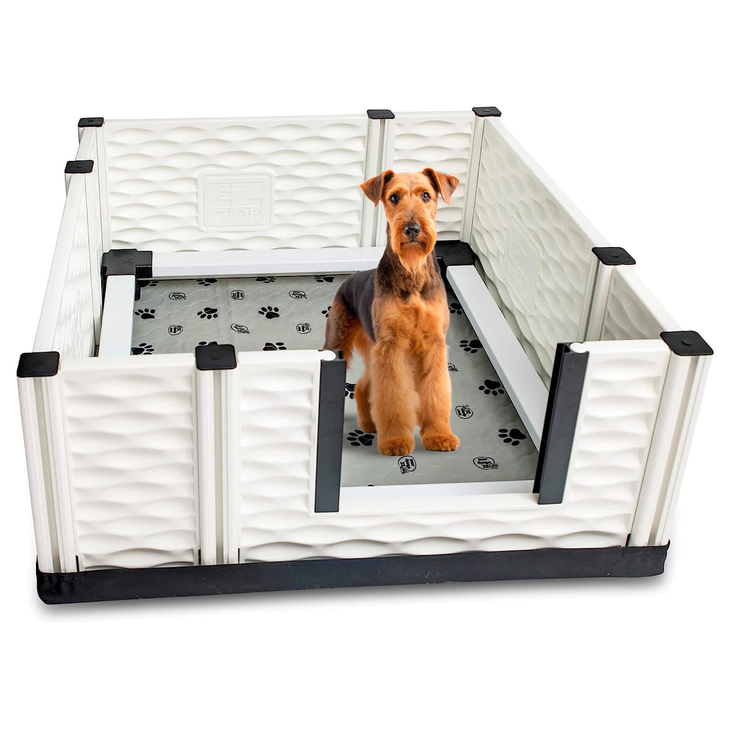 EZwhelp EZclassic Medium Dog Whelping Box with Rails, 38" x 38" x 18", Gray Pad