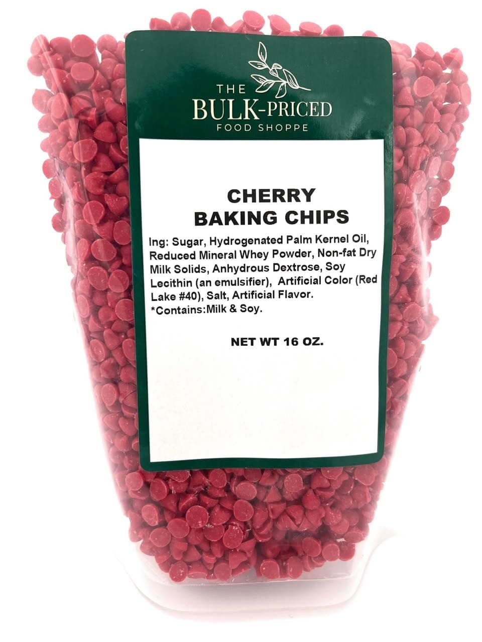 Cherry Baking Chips, Bulk Size, (1 lb. Resealable Zip Lock Stand Up Bag)