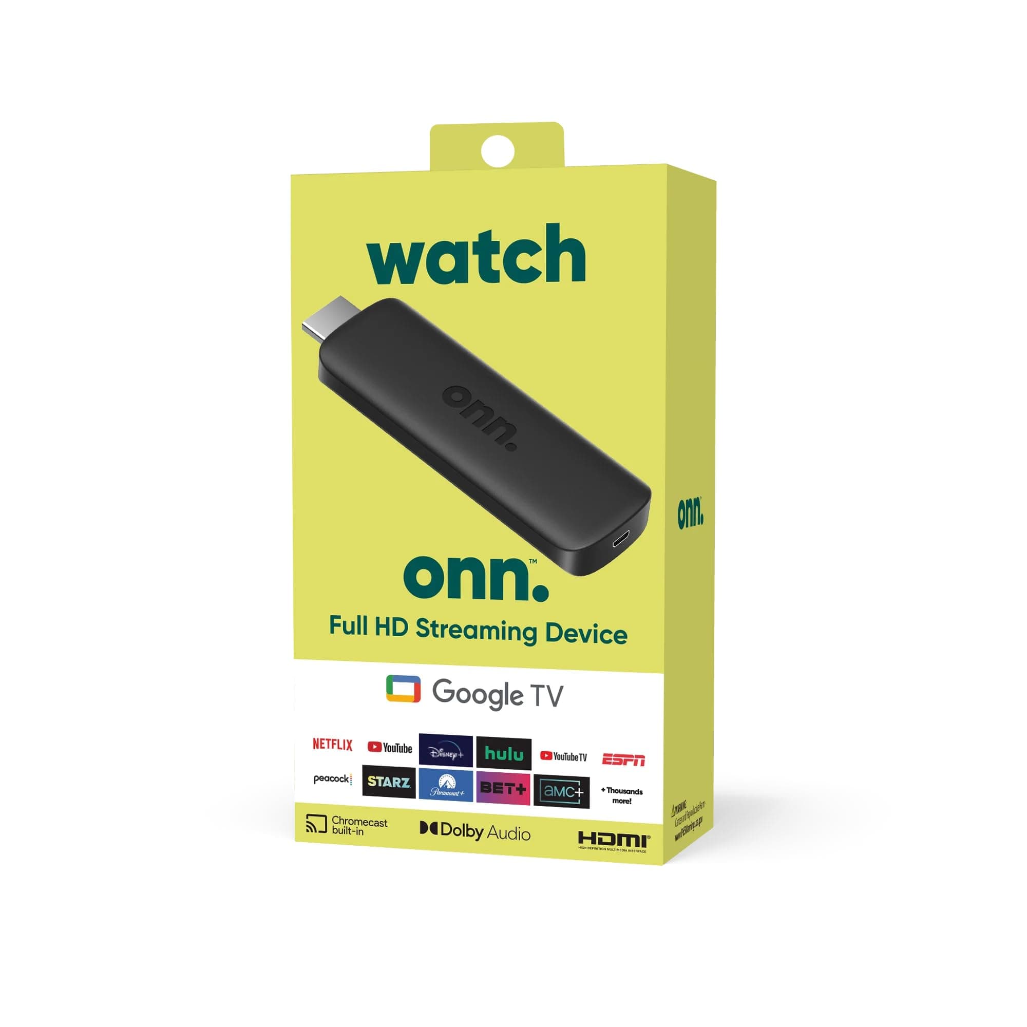 Onn Android TV Full HD Streaming Device (New, 2023)