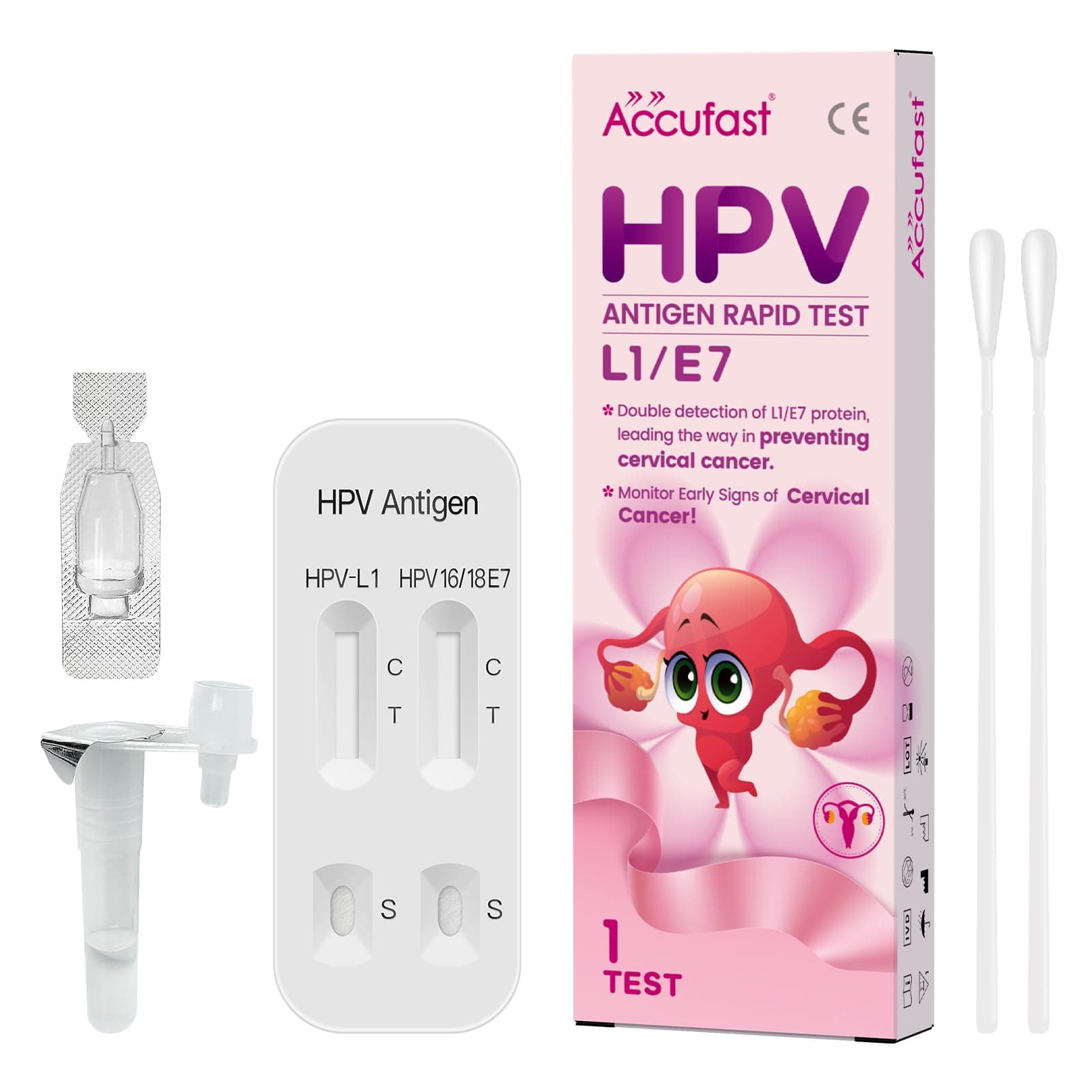 HPV Home Test Kit - L1/E7 Rapid Test Kit for Women, At-Home Early HPV Screening with Swab, Ll/E7 Dual Detection for Accurate HPV Results, Ideal for Women Aged 25+
