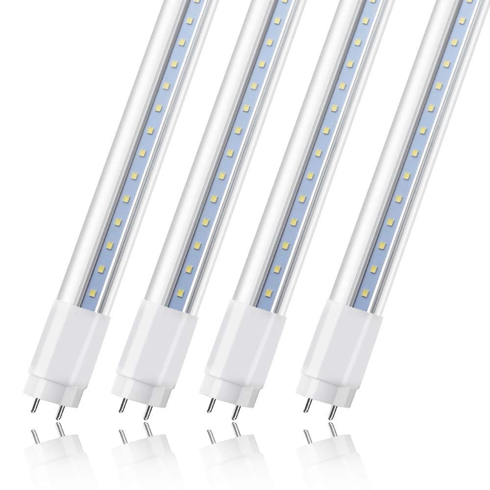 4FT LED Light Bulbs, 6000K 22W(45W Equivalent) 48" T8 T10 T12 LED Tube Lights, Fluorescent Bulbs Replacement, Dual-end Powered, Ballast Bypass, 360 Degrees Glowing, Clear Cover (4 Pack)