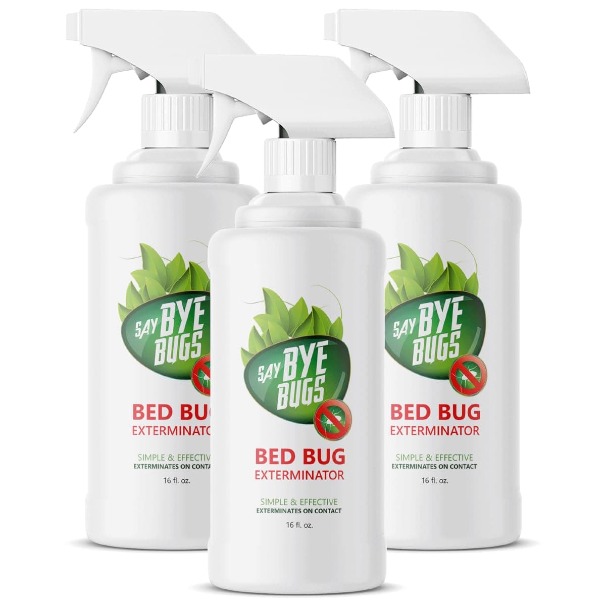 Bed Bug Spray for Getting Rid of Bed Bugs Permanently. Say Bye Bugs - a Non-Toxic, Kills on Contact Treatment That Doesn't Stain & is Odor Free. Simply Shake & Spray. (3X 16oz).