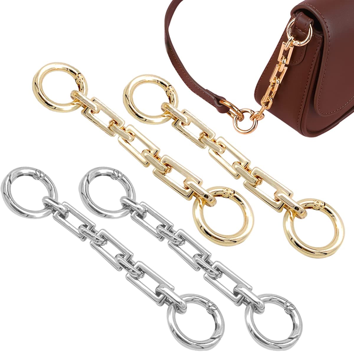 4 Pieces 4.5Inch Purse Strap Extender Bag Extender Chain Strap Extender Replacement Accessory Bag Chain Straps Charms for Shoulder Cross-Body Purse Clutch Handbag Supplies