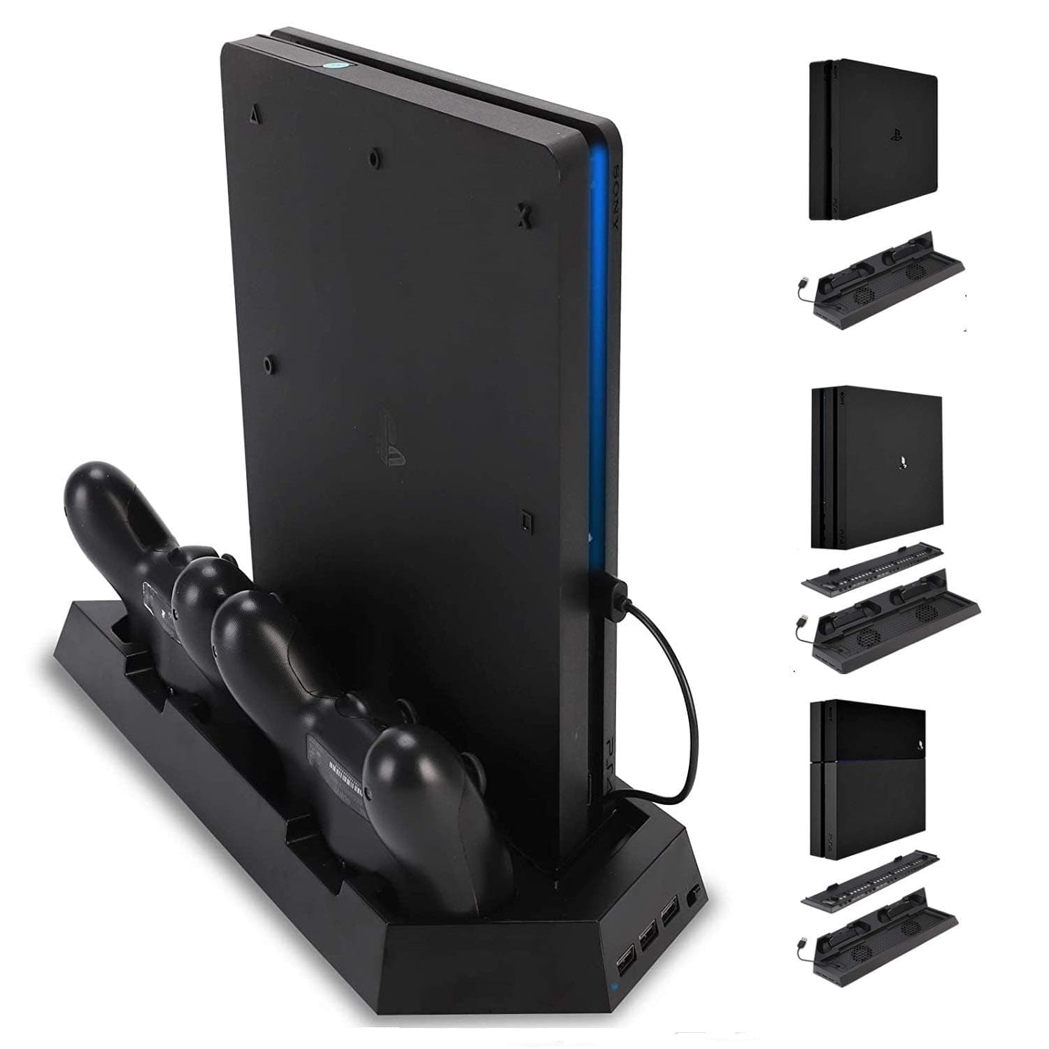 eWINNER multi-functional vertical stand,Cooler Cooling Fan Gamepad Charger Dock Station Charging Stand,Extra USB Ports compatible with Sony PlayStation PS4 regular/PS4 Slim/PS4 Pro console