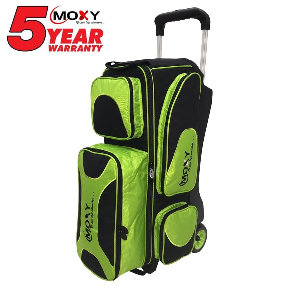 Moxy Bowling Products Deluxe Triple Roller Bowling Bag- Lime/Black
