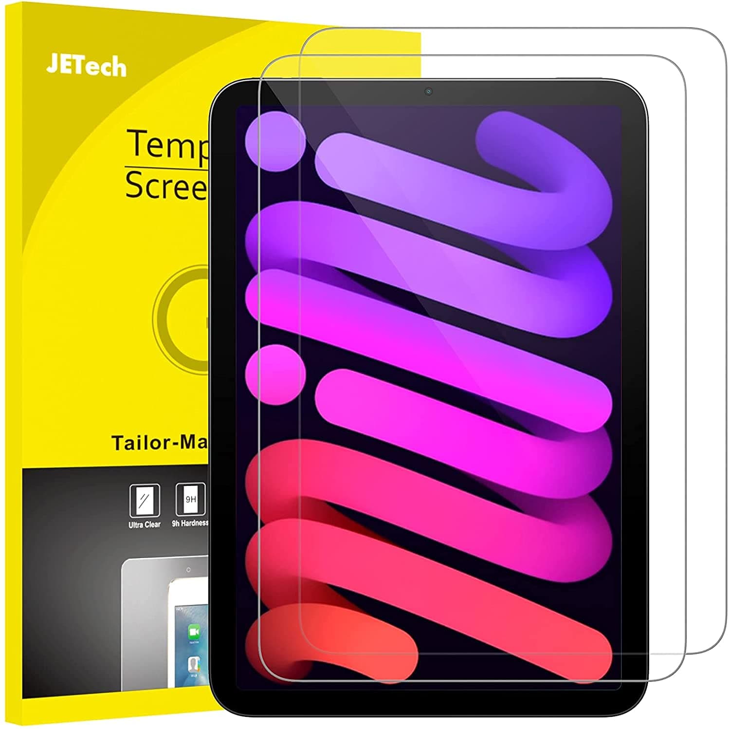 Screen Protector for iPad mini (A17 Pro, 2024 Model, 7th Generation) / mini 6 (2021 Model, 6th Generation), 8.3-Inch, Tempered Glass Film, 2-Pack