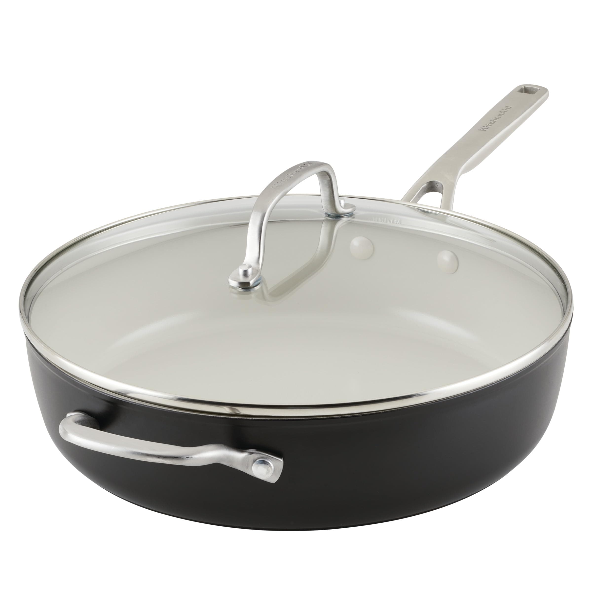 Hard Anodized Ceramic Nonstick Saute Pan with Lid, 5 Quart - Matte Black