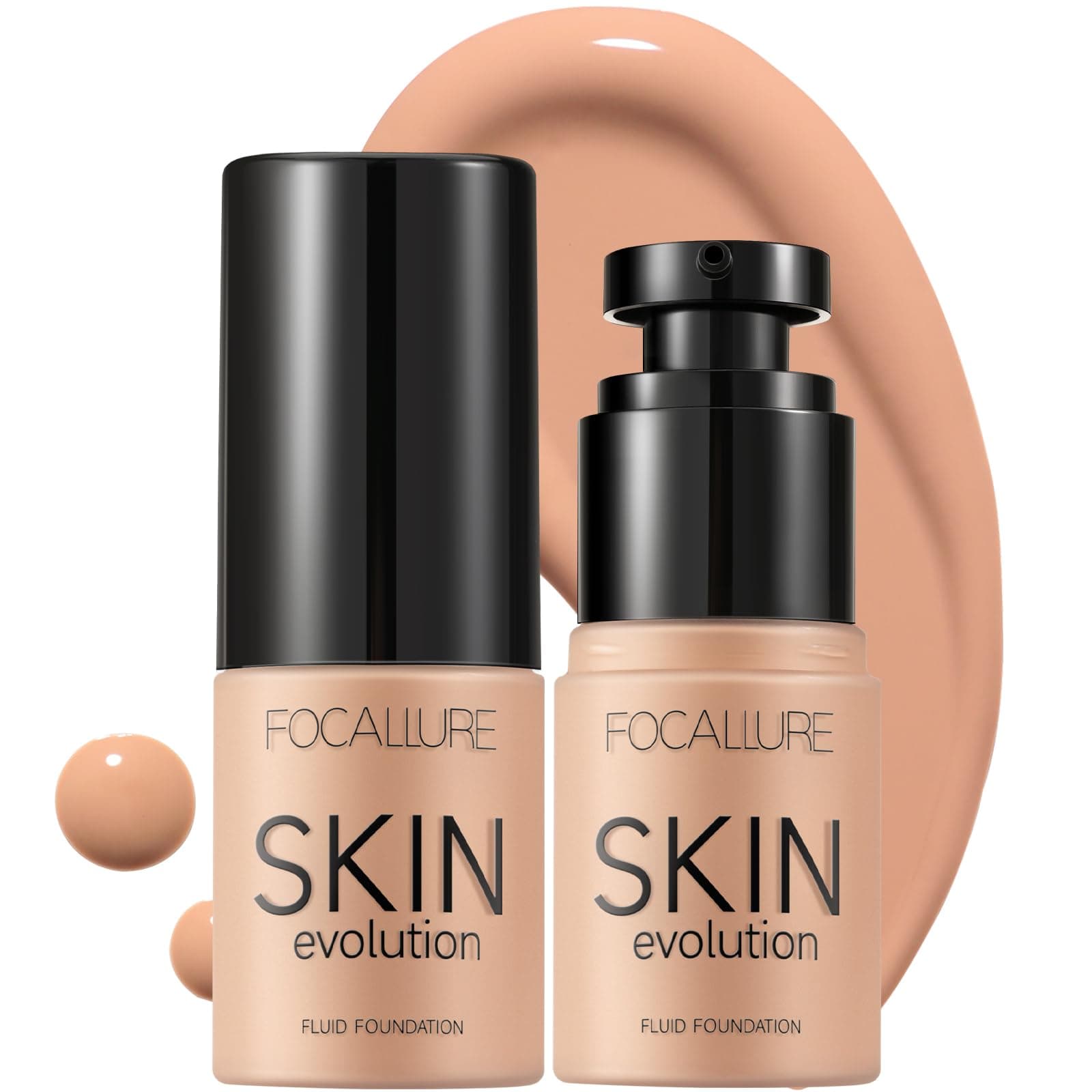 2 Pcs Liquid Foundation, Skin Evolution Foundation + Concealer, Full Coverage Foundation Makeup, Durable, Waterproof, Oil-Control, Hides Wrinkles & Lines, Natural