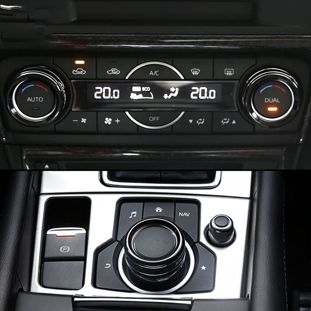 – Interior Air Conditioning Ring for Mazda 3 6 CX5 CX9 2014-2018 Interior Air Conditioning Control Ring Knob Trim Cover (White)