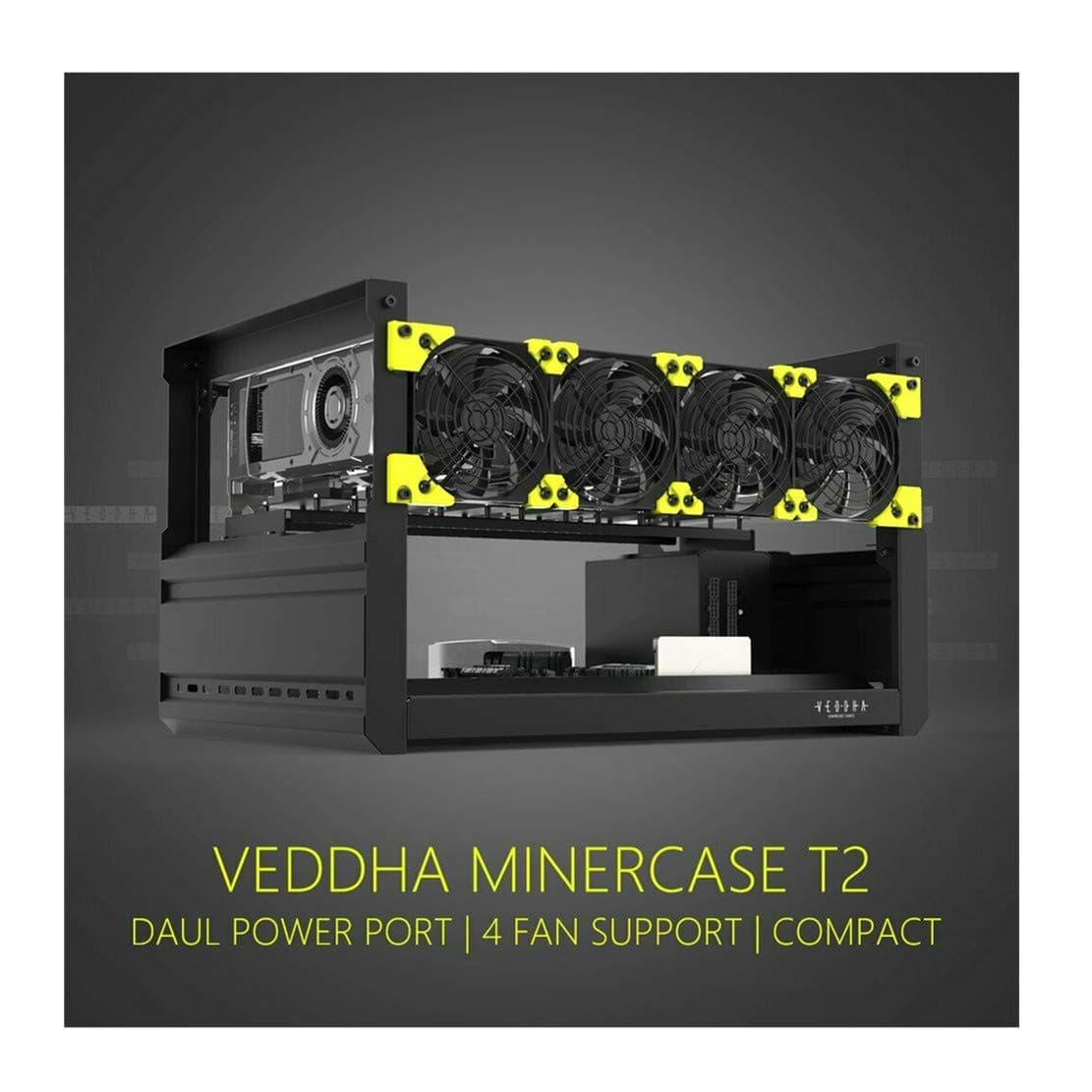 6/8 GPU Aluminum Stackable Open Air Mining Computer Frame Rig Ethereum Veddha (6GPU+4FANS-T2)