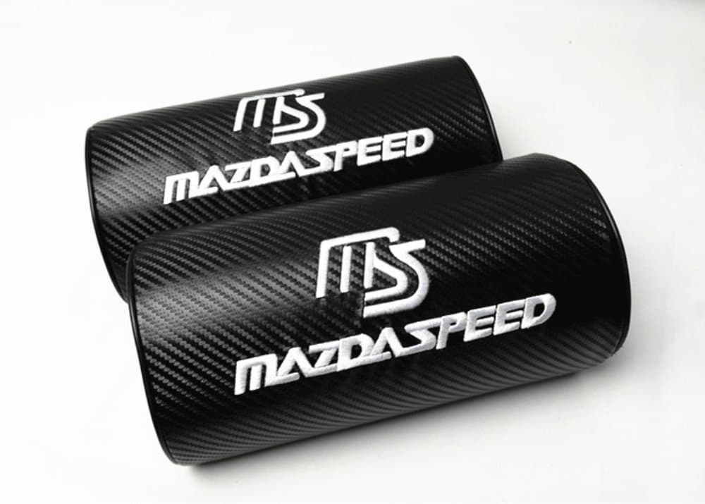 A Set 2 IN 1 MS Mazda Speed Black Carbon Fiber Car Neck Pillow Headrest Neck Cushion For Mazda CX-5 MX5 35port M6 CX-9