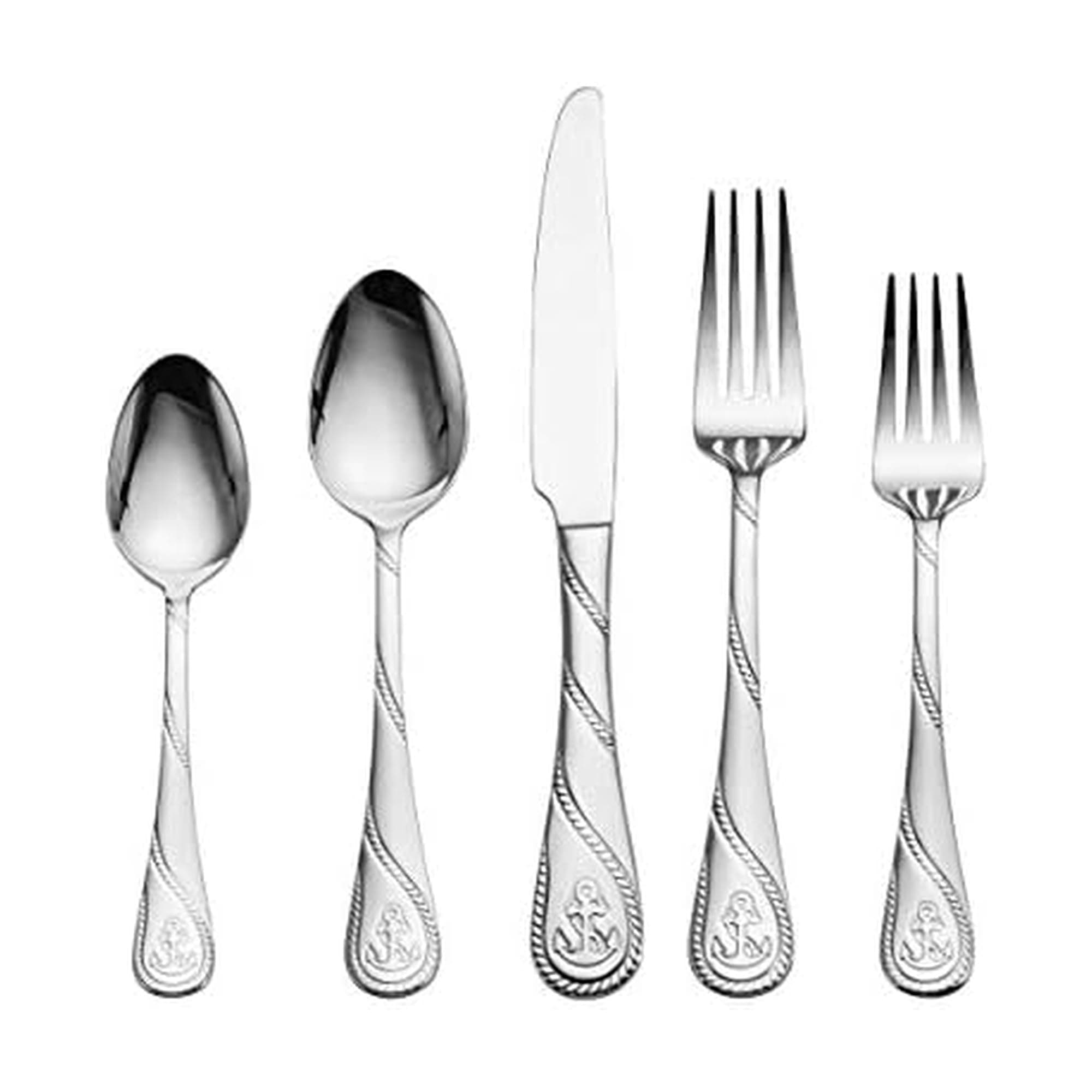 Towle Everyday Anchor Flatware Service for 4, 20 Piece Set, 18/0 Stainless Steel, Silverware Set