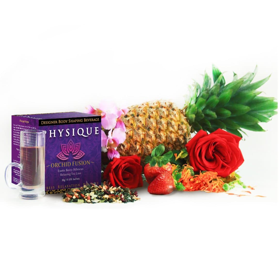 Pineapple Rose Calming and Stress Relief Oolong Fruit Tea (30-45 Cups) - Orchid Fusion by Physique Tea - 15 Multi-Use Sachets