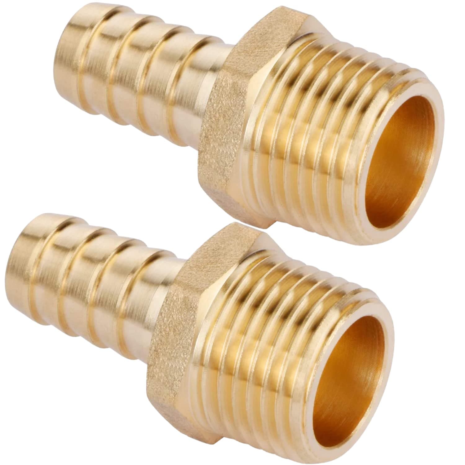 2pcs Brass Hose Barb Fitting 1/2" Barb x 1/2" NPT Male Adapter by CX WONDERLAND