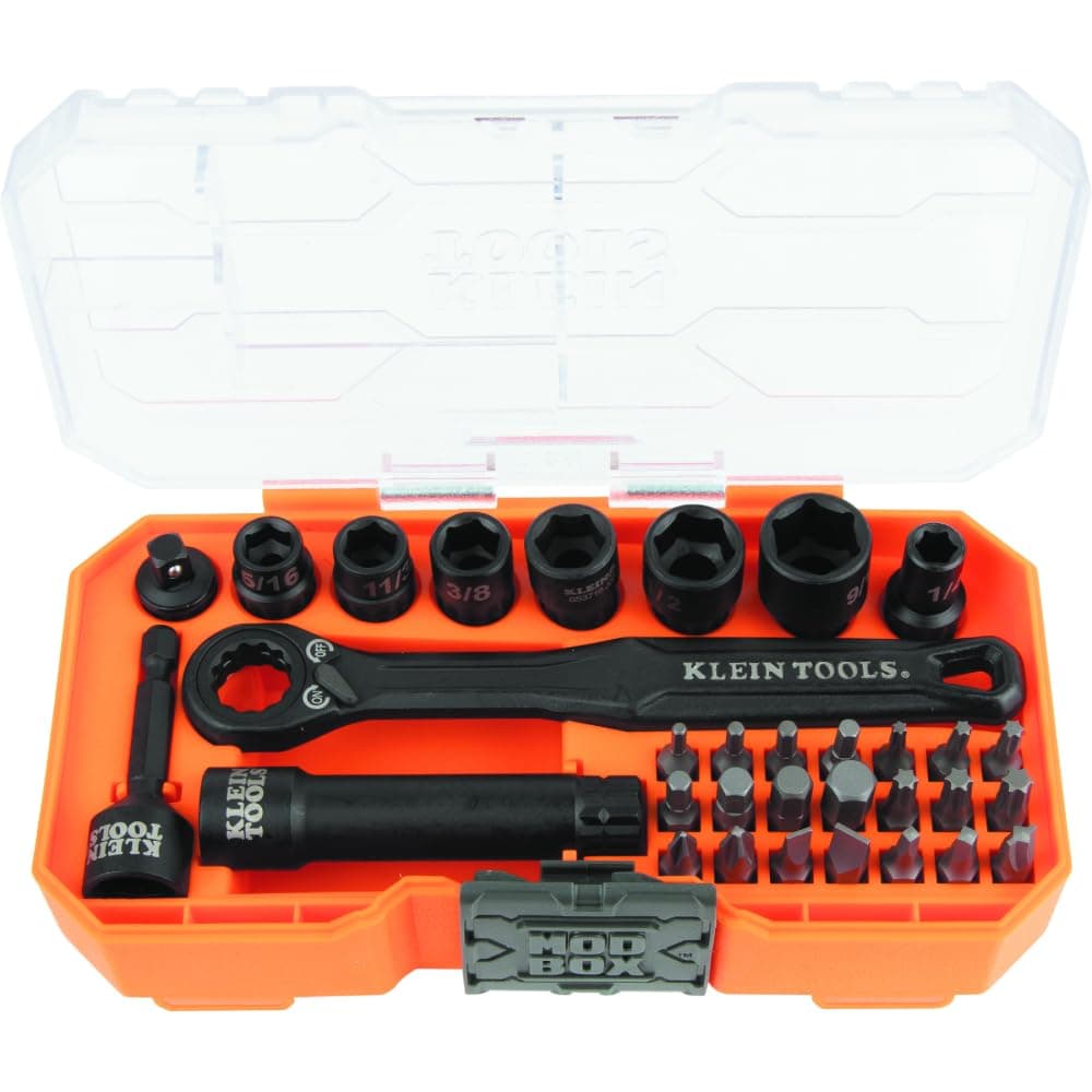 65300 KNECT 32-Piece Pass Through Socket Set, SAE Impact Set with MODbox Case, 1/4-Inch Drive, Sockets, Bits and Accessories
