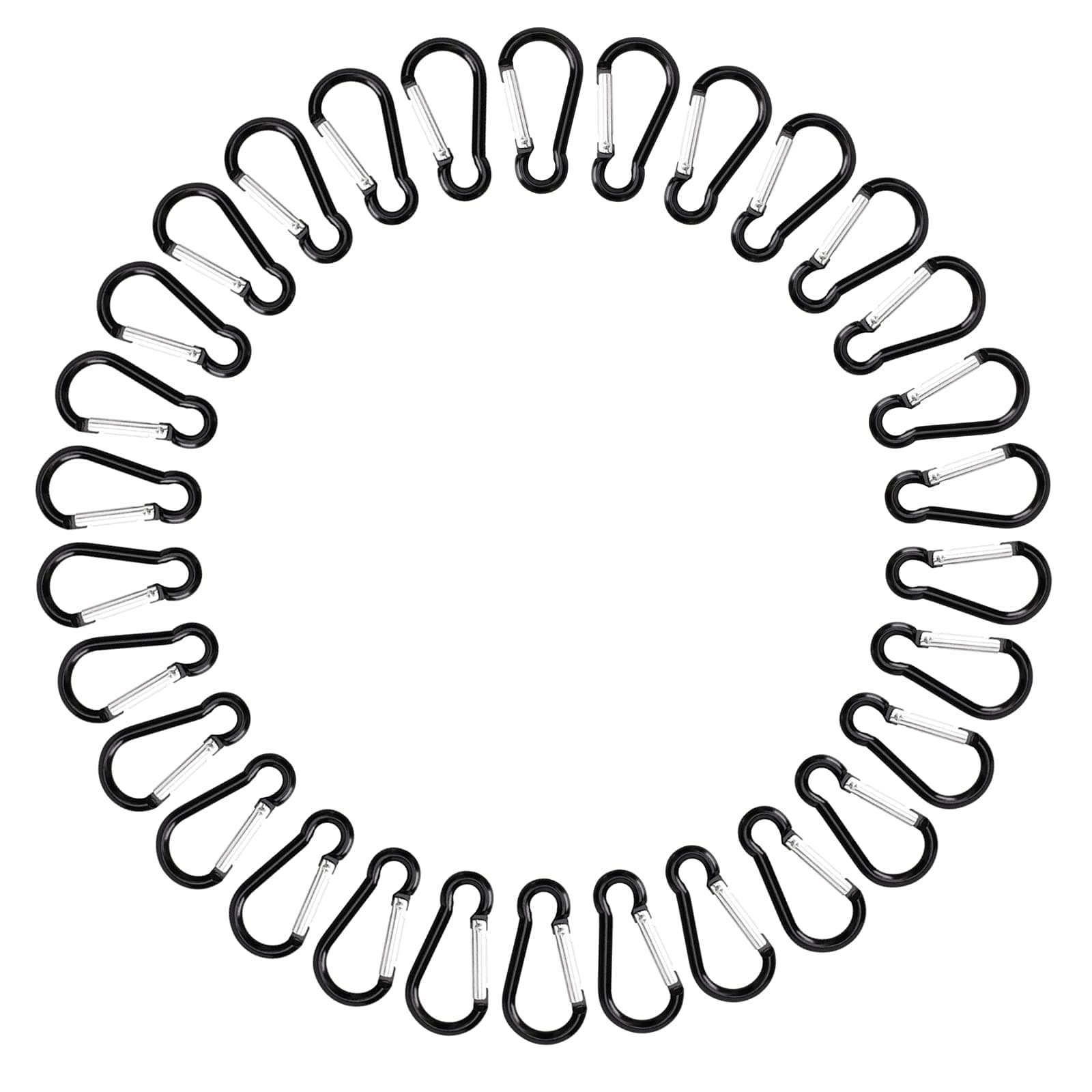 SAMLOO 30pcs Small Aluminum Carabiner Spring Clip Hook Keychain for Camping Hiking Fishing Traveling Backpack Bottle DIY (Black)