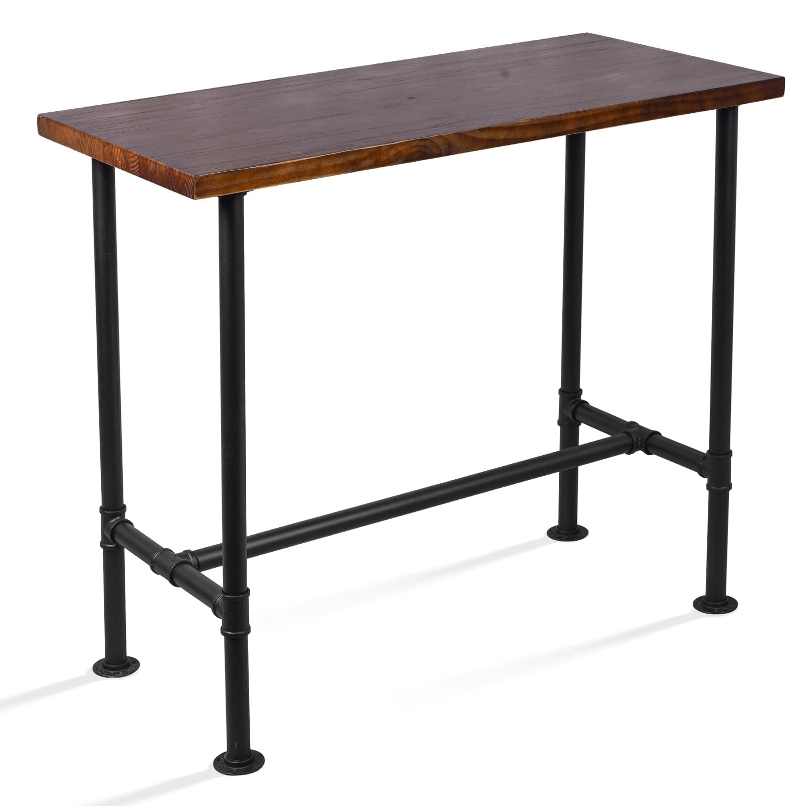 Diwhy DIY Industrial Design Pipe Dining Table Casual Pub BAR Laptop Table Modern Studio Wood and Metal Rectangular Dining Table homeoffice Desk Breakfast high bar Table Brown Desktop 47.3" × 23.6"