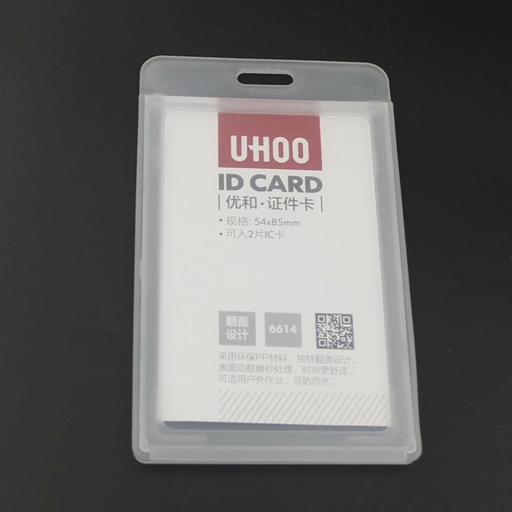 5 Pcs - Hard Plastic ID Name Card Holder Badge Vertical Clear Transparent Business Working Staff Cards (Clear)