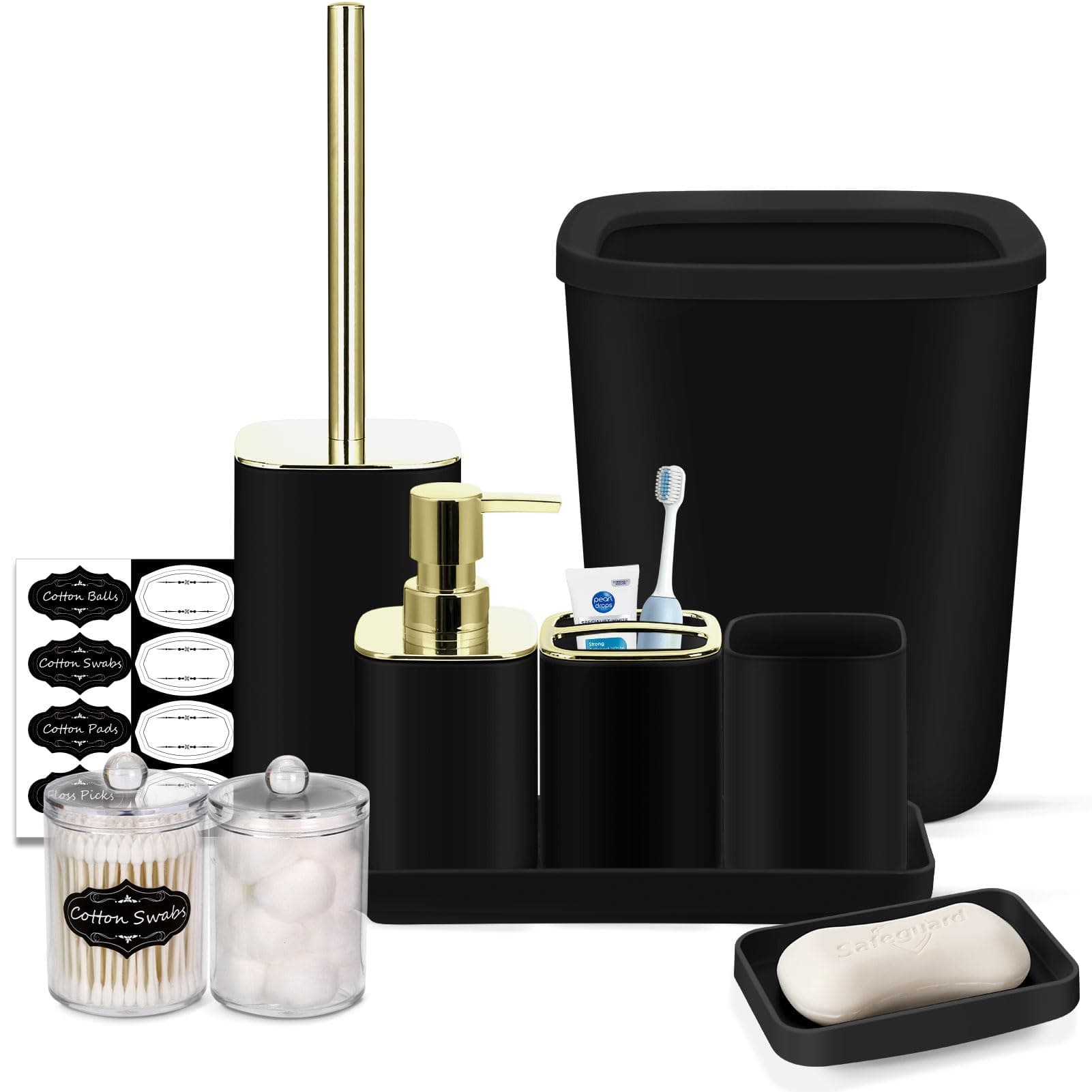 10Pcs Black Bathroom Accessories Set