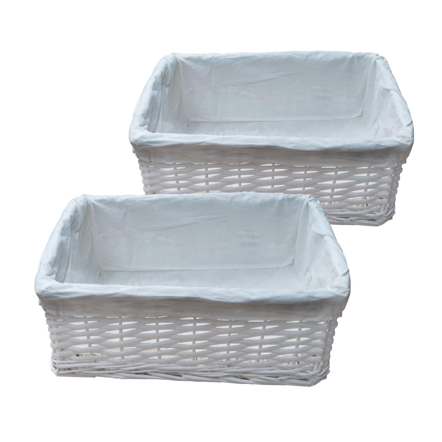 – Arpan Large White Wicker Storage & Hamper Basket with White Cloth Lining – Large Baskets for Xmas, Wedding, Confetti & Parties, Snack Basket, Wicker Baskets (Large Pack of 2)