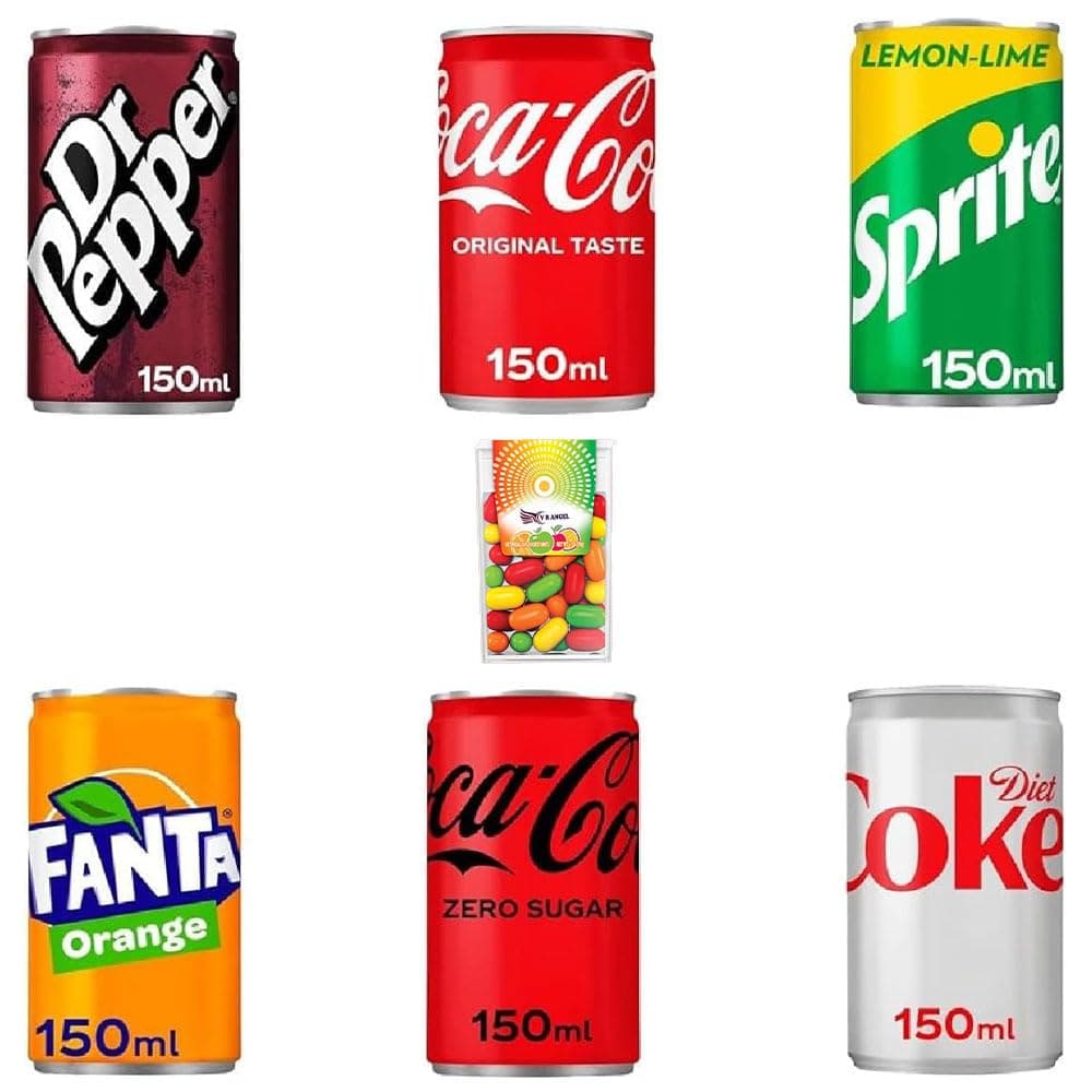 6 Mini Assorted 150ml Stunning Soft Drinks with a Mint Bonus In Exciting 24 Packs (Each 4) To Satisfy Your Soda Cravings Sold By VR Angle