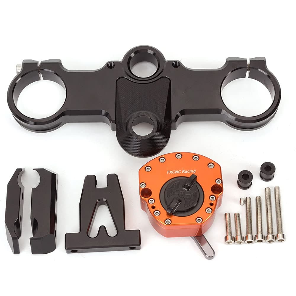 Motorcycle Billet Adjustable CNC Steering Damper Stabilizer Seat With Mounting Bracket Kit Full Set Compatible with RC250 RC390 RC 250 390 All Years