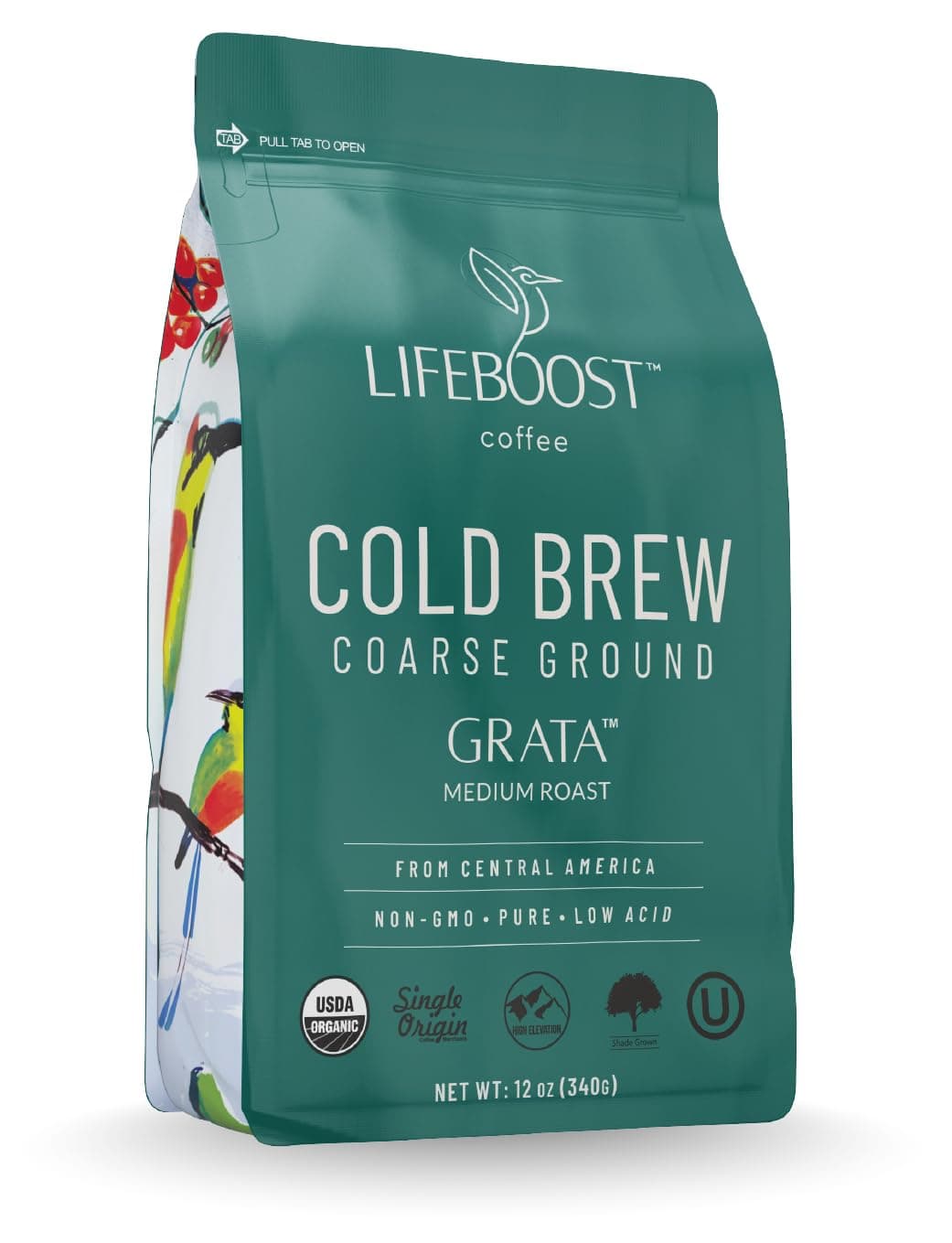 Lifeboost Low Acid Cold Brew Coffee – Organic Coarse Ground Medium Roast for Cold Brew – Single Origin, Non-GMO, 3rd Party Tested for Mycotoxins & Pesticides, USDA Organic – Smooth & Bold Flavor – 12