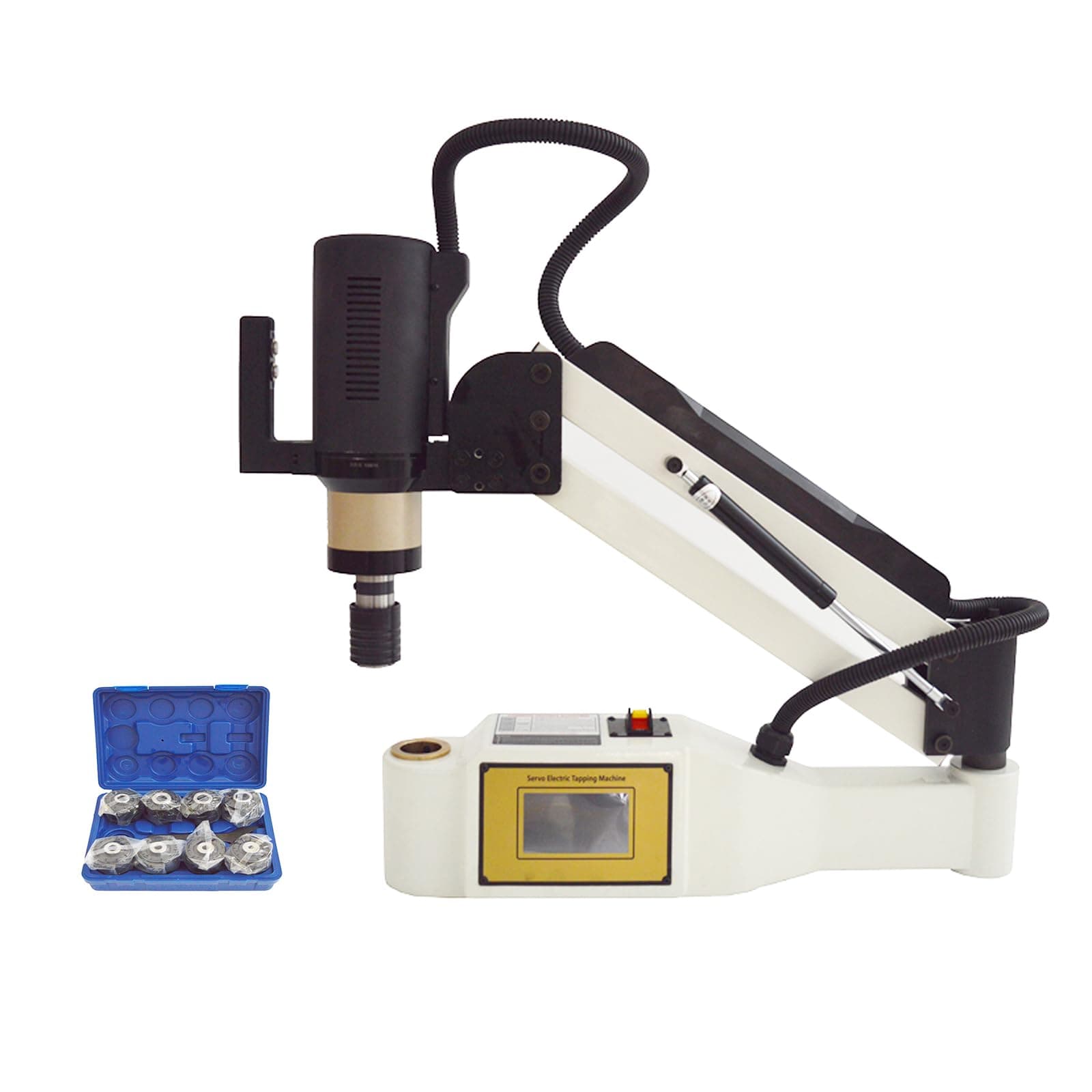 INTBUYING Electric Tapping Threading Machine M6-M24 Vertical Servo Tapper Drilling Machine Metal Wood working Tapping Machine 1200W Stepless Speed Touch-Screen with Flexible Arm 220V