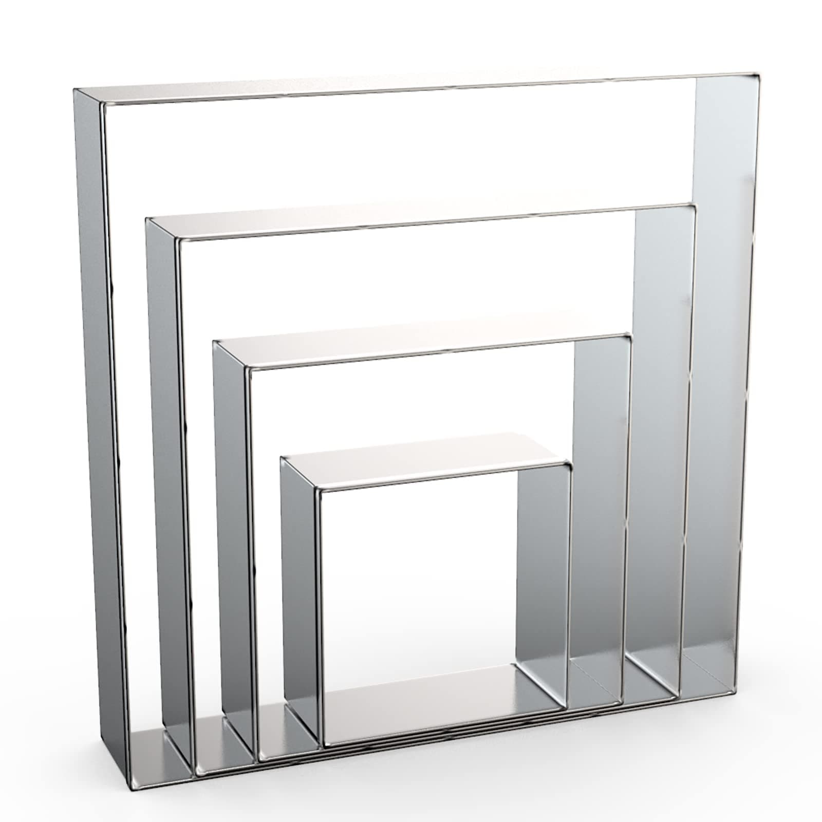 Square Cookie Cutter Set Large - 5 Inch, 4 Inch, 3 Inch, 2 Inch - Geometric Frame Plaque Cookie Cutters Shapes Biscuit Molds - Stainless Steel