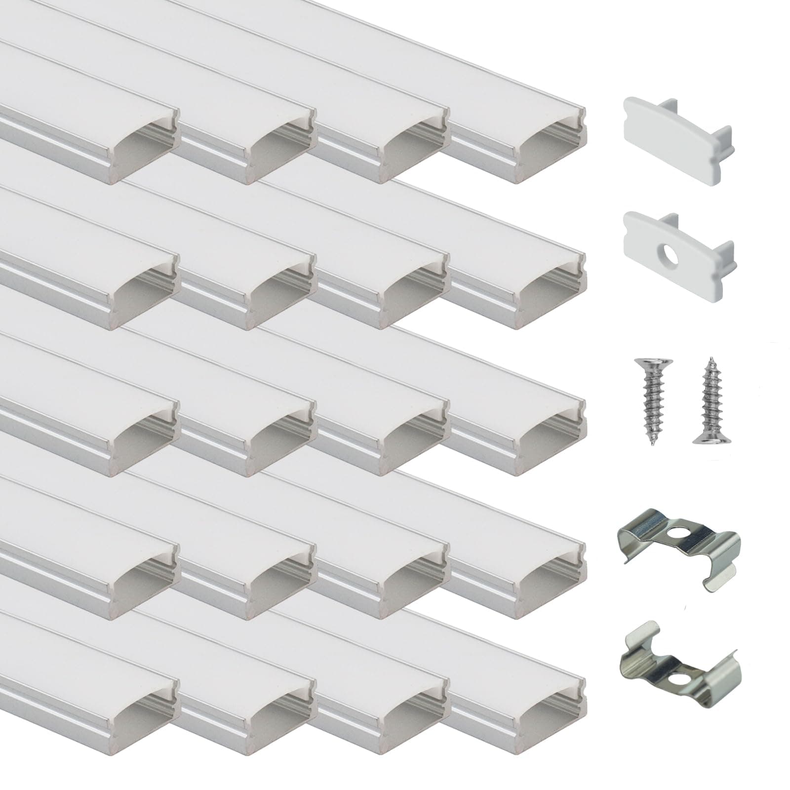 - 20Pack 6.6FT/2M LED Channel Aluminum U Shape Silver LED Strip Diffuser Channel with Milky White Cover Easy Installation U1SW WW 2M