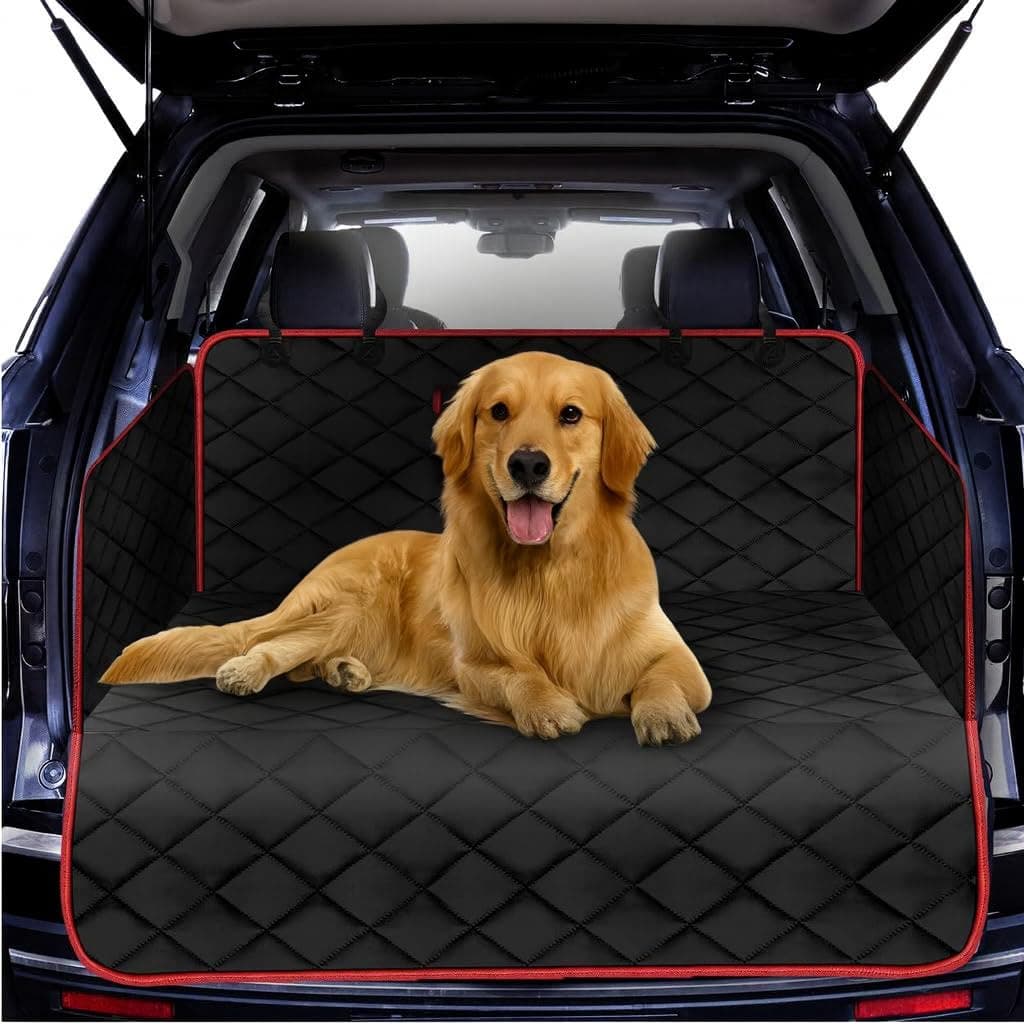 Dog Car Boot Protector – Quilted Waterproof, Nonslip Boot Mat with Bumper Flap, Machine Washable, for Cars & SUVs