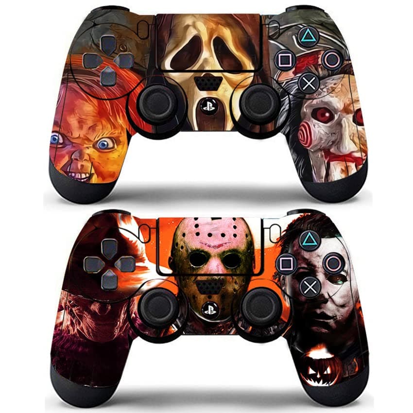 2 Pack PS4 Controller Skin PS4 Controller Cover PS4 Stickers PS4 Decal Controller Wrap Vinyl Sticker Horror Characters
