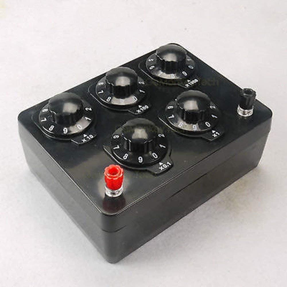 GraceMake Variable Decade Rotary Resistor Precision DC Adjustable Resistance Box Knob Switch for lab 0 to 9999.9Ω 0.25W,Black Resistance Box Iron Variable Decade Resistor Resistance Box