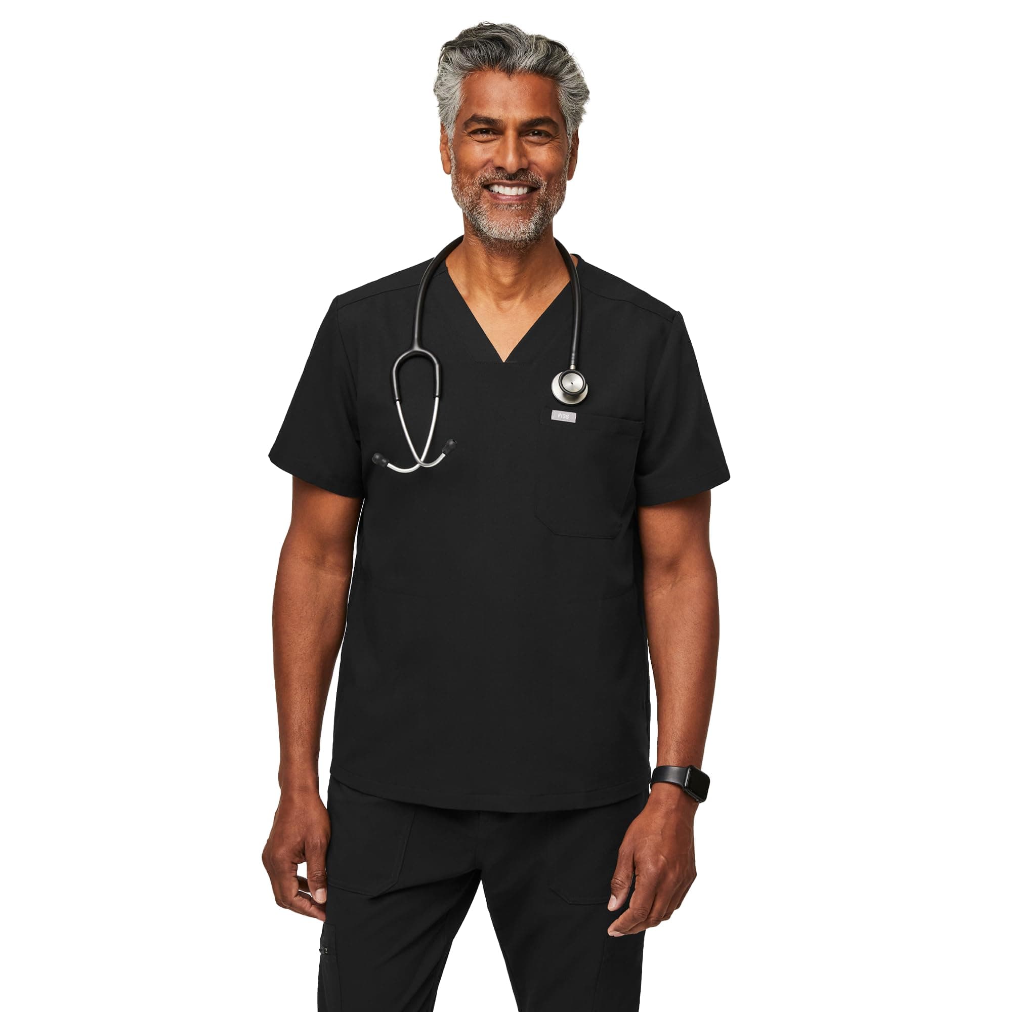 FIGS Chisec Scrub Top for Men – 3 Pockets, Tailored Fit, Squared V-Neck, 4-Way Stretch, Moisture-Wicking Men's Scrubs