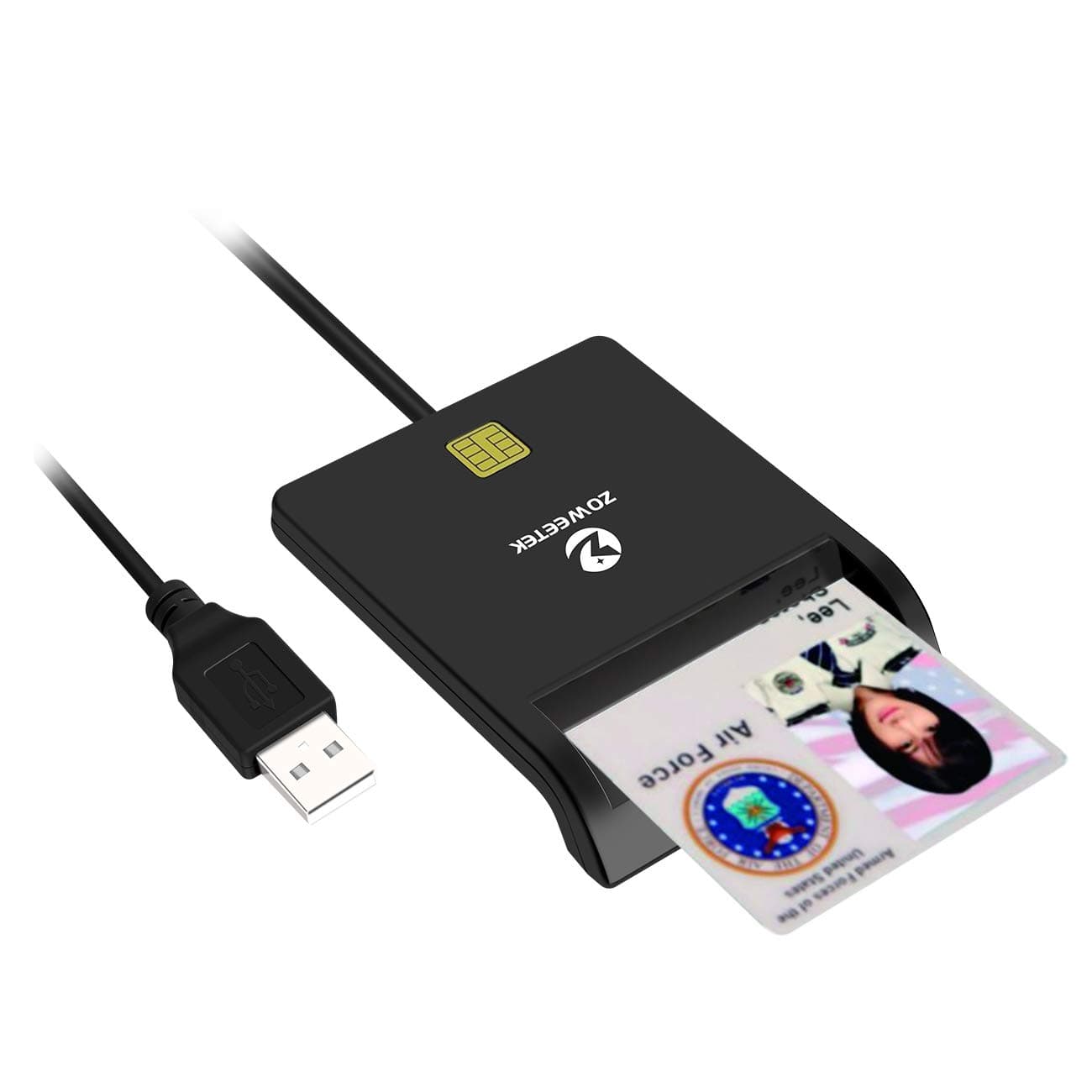 Zoweetek DOD Military USB Common Access CAC Smart Card Reader, Compatible with Windows, Mac OS 10.6-10.10 and Linux