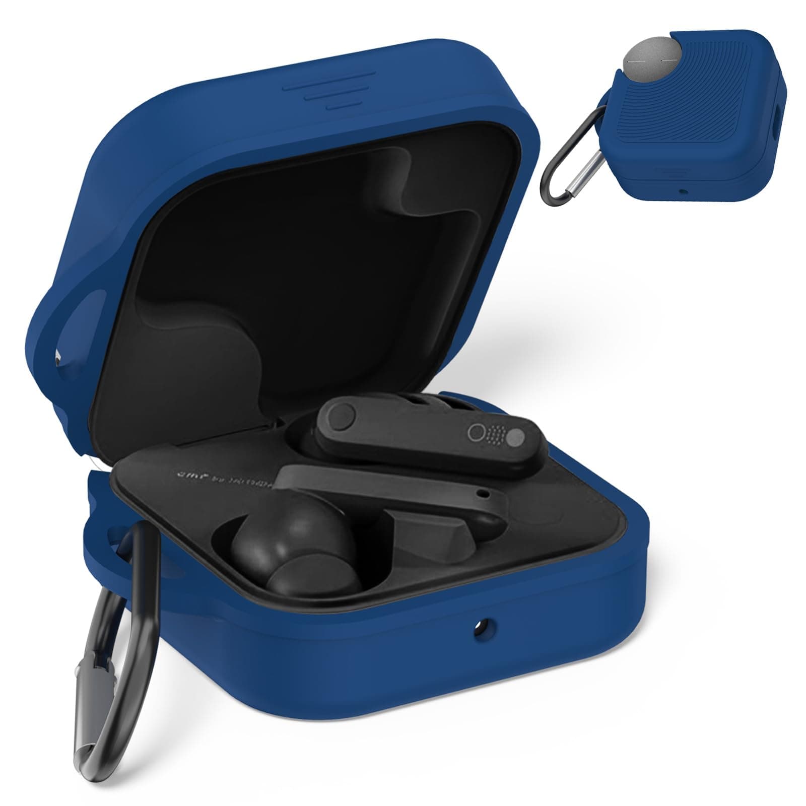 Silicone Cover Case for CMF Buds Pro 2,Protective Earbuds Sleeve Compatible with CMF by Nothing Buds Pro 2,Shockproof Scratch-Resistant Protective Case with Carabiner (DEEP Blue)