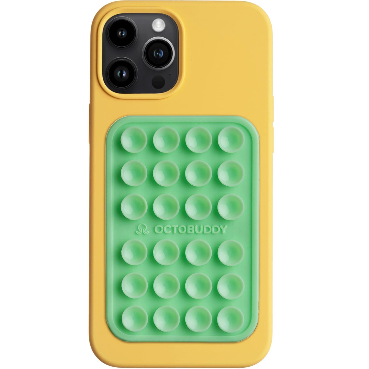 OCTOBUDDY Classic MAX - Silicone Suction Phone Case Adhesive Mount - Hands-Free, Strong Grip Holder for Selfies and Videos - iPhone and Android Compatible - 2.6″ x 3.9″, Green Ash