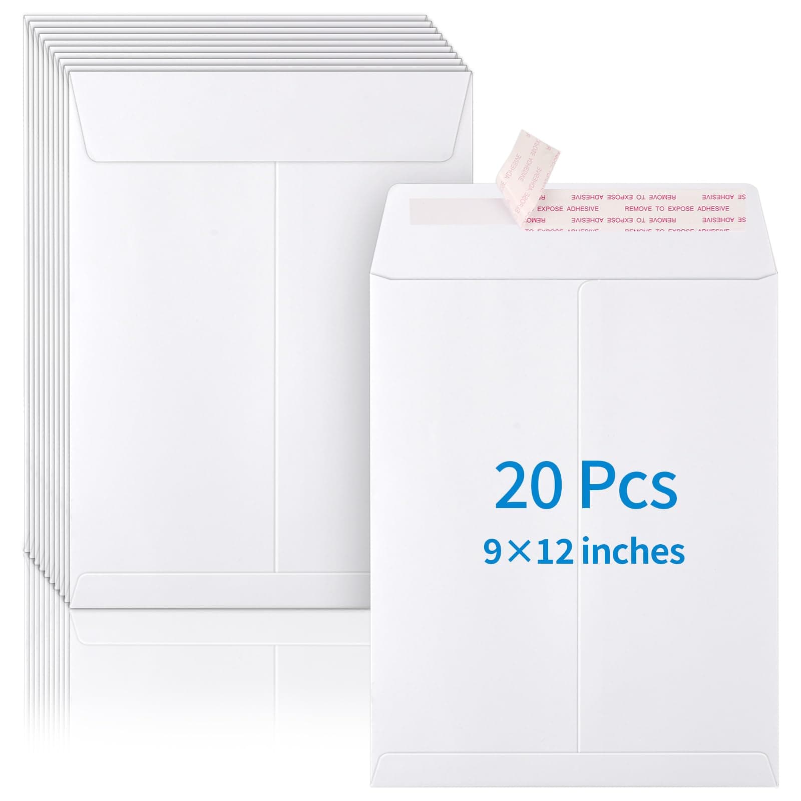 20 Pack Catalog Envelopes Self Seal, 9 x 12 Inches Catalog Mailing Envelopes, White Manila Envelopes for Mailing, Organize, Storage, Home, Office