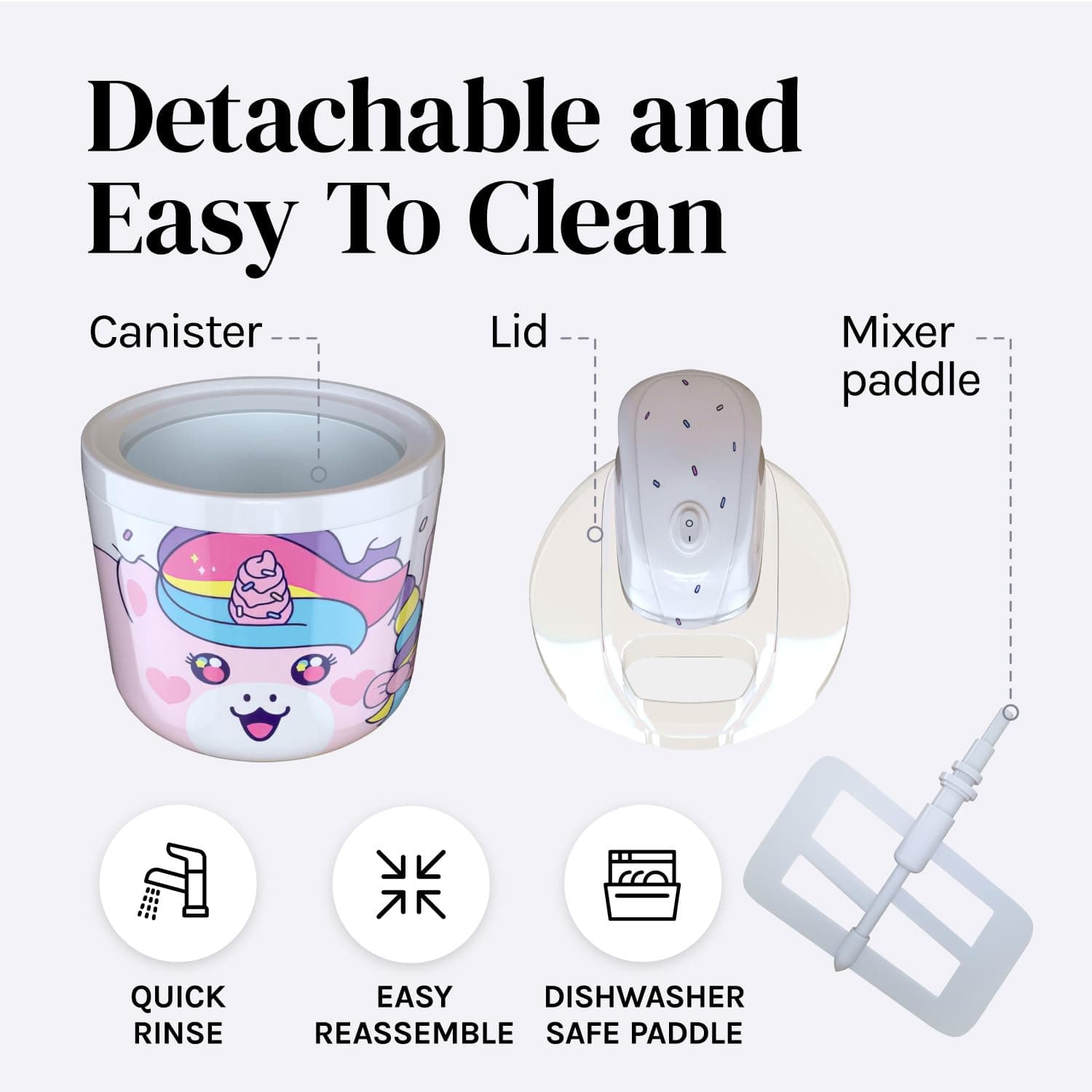 Ice Cream Maker Machine for Kids – 1.2 Quart Unicorn electric Ice Cream Makers, Best Countertop Machine for Homemade Ice Cream, soft serve, Sorbet, Gelato, Frozen Yogurt – Fun & Easy for Families