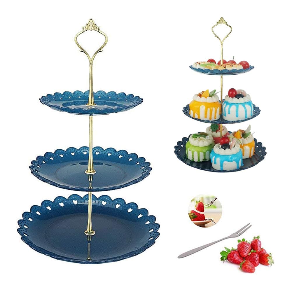 Dessert Pastry Stand Cake Appetizer Stand Plastic 3 Tier Cupcake Serving Tray Platters Fruit Plates Display for Wedding Tea Birthday Evening Party Christmas, New Year's Day, Black Friday