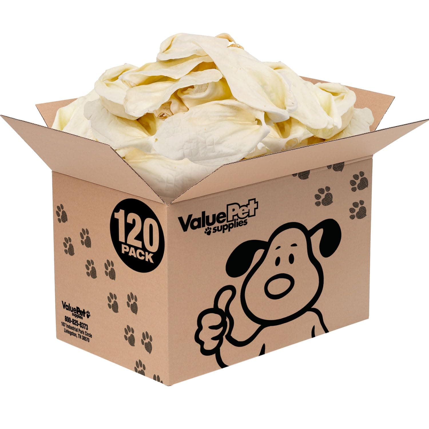 ValueBull Premium Cow Ears, Large, 120 Count Bulk Pack - All Natural Dog Treats, 100% Angus Beef, Single Ingredient, Cleans Teeth & Gums