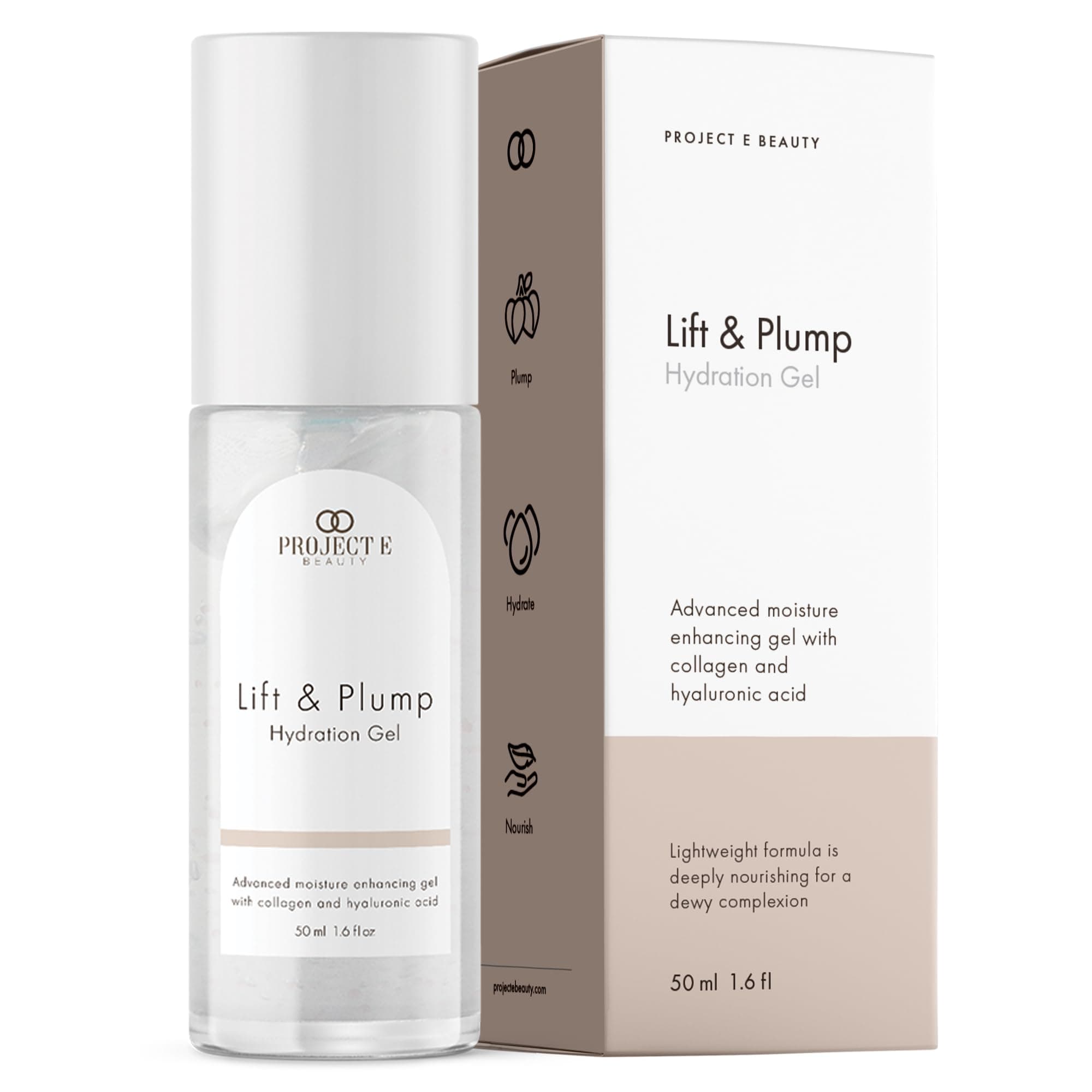 Lift & Plump Hydration Gel by Project E Beauty | 24-Hour Hydration | Anti-Aging Pore Tightening Treatment | Hydrating & Moisturizing Facial Skincare | Fine Lines and Wrinkles | 50ml