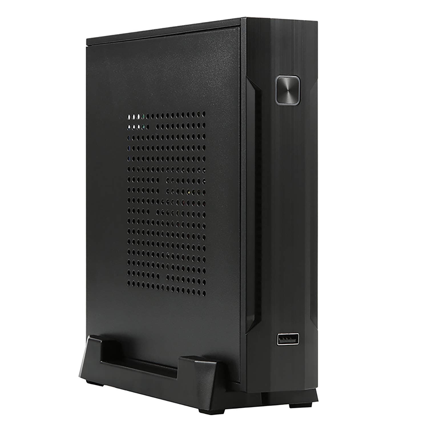 TX01 SECC Fanless Thin Mini-itx HTPC Chassis with 2.5" Drive Bay and Vertical Stand Foot (Black)