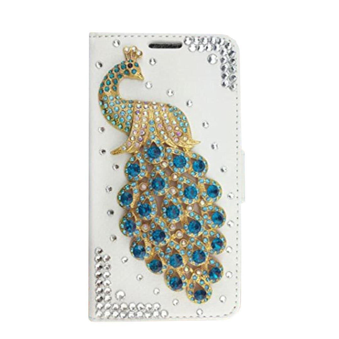 Galaxy Note 8 Cover,Note 8 Wallet Case, Luxury 3D Handmade Shiny Crystal Rhinestone Bling Diamond Peacock PU Leather Credit Card Slot Shell Kickstand Flip Case for Samsung Galaxy Note 8