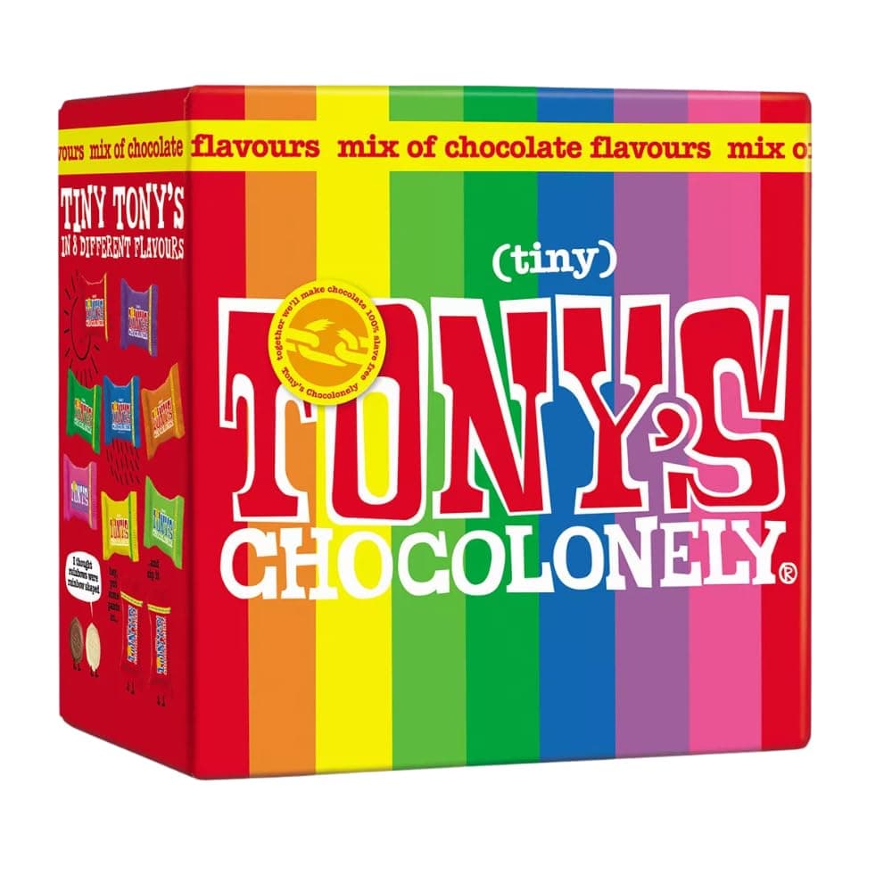 Tiny Tony's Gift Box - 180g Mini Chocolate Mix To Share, 8 Different Flavours, Individually Wrapped, Vegetarian, Belgian Fairtrade Chocolates